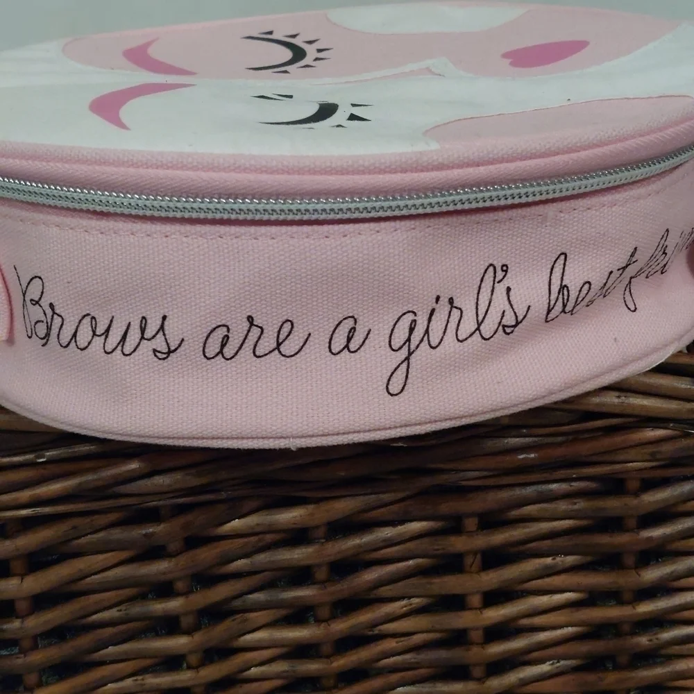 Benefit Pink Round Beauty Face Makeup Bag